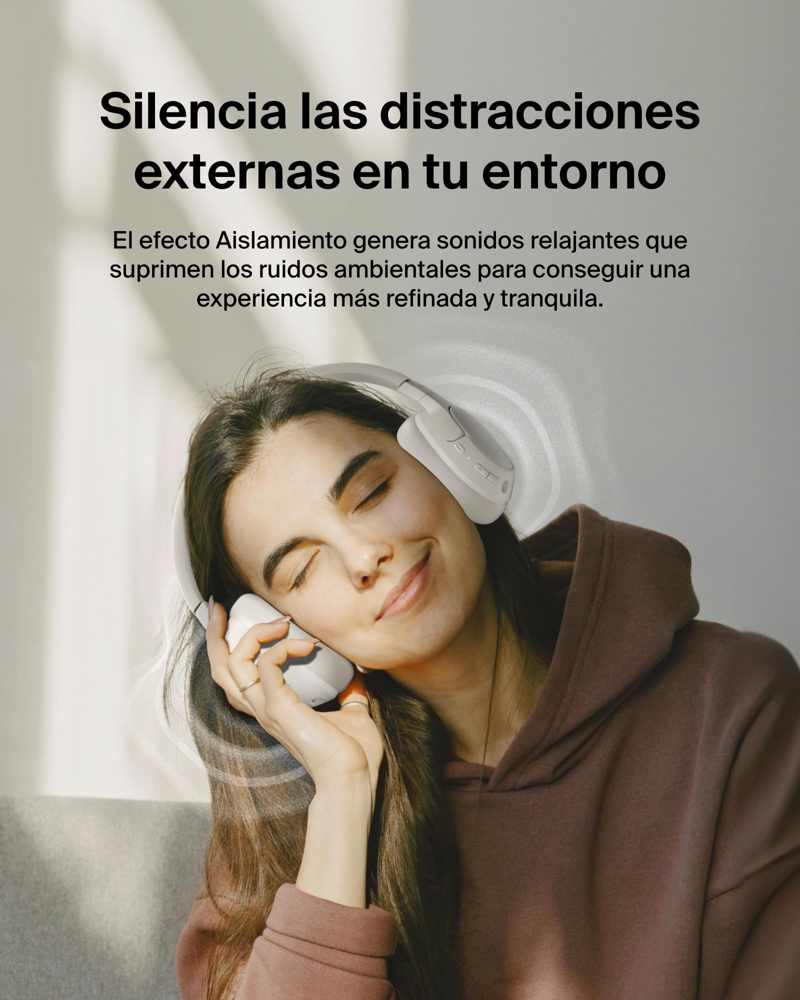 Belkin SoundForm Isolate Auriculares Inalámbricos Bluetooth con Cancelación de Ruido Activa Híbrida, Cascos inalámbricos con micrófono, 60 Horas de autonomía, Almohadillas CloudCushion, Arena