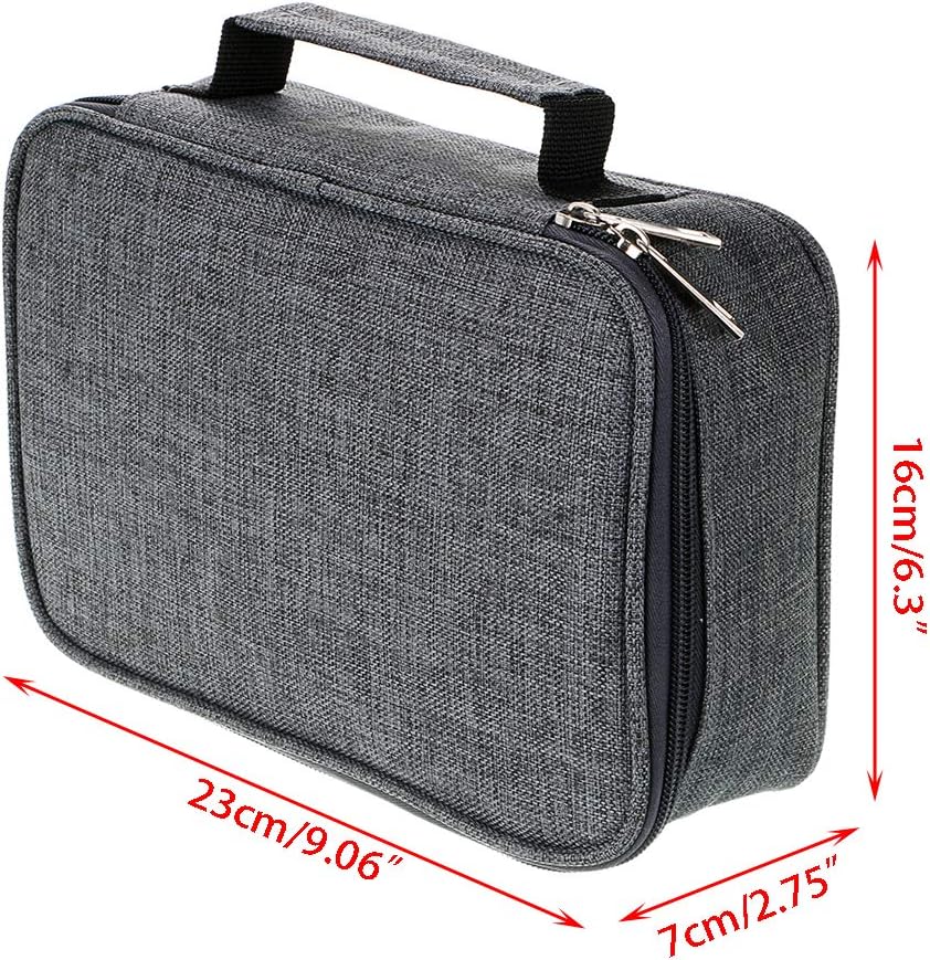 BTSKY® High Capacity Zipper Pens Pencil Case- Multi-Functional Stationery Pencil Pouch 72 Slots Colored Pencil Case Portable Pencil Bags With 2 Removable Sleeves Grey