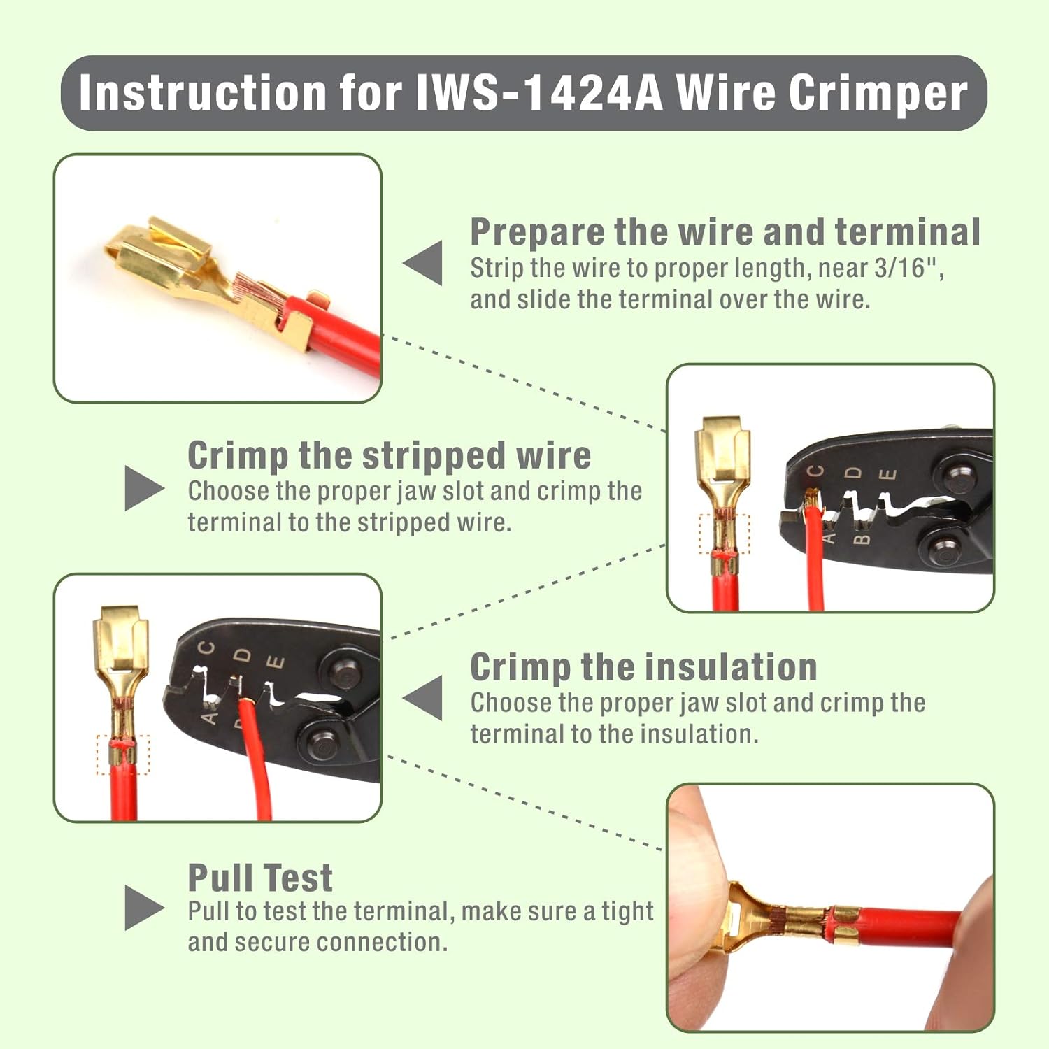 iCrimp Non Insulated Open Barrel Terminal Crimp Tool - Wire Crimper for Molex, Delphi, AMP/Tyco, Harley, PC/Computer, Automotive 24-14 AWG - - 