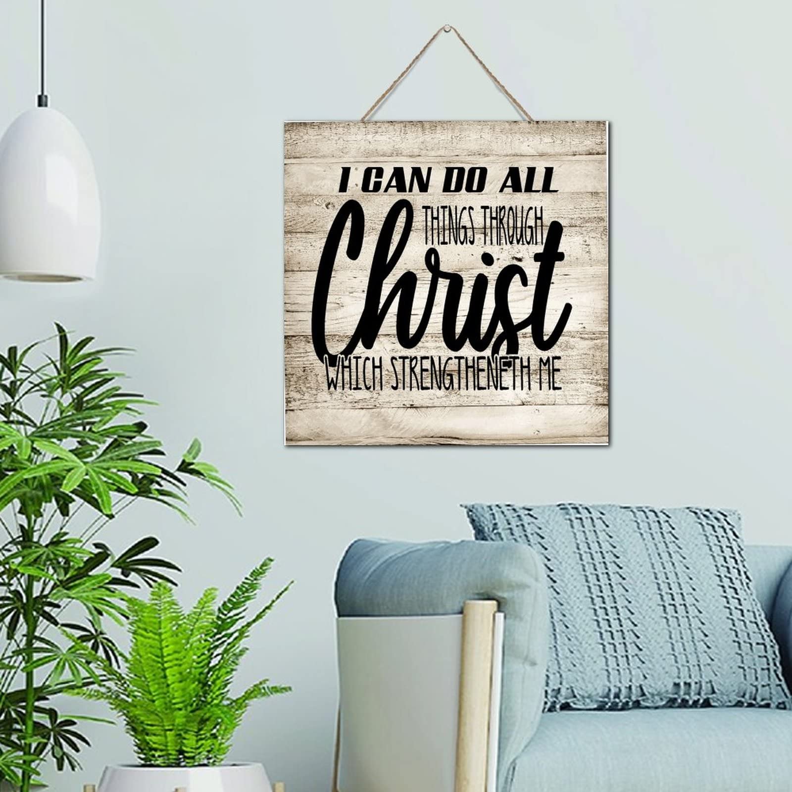 Plaque en bois vintage Christ de 30,5 cm pour la décoration murale de chambre à coucher