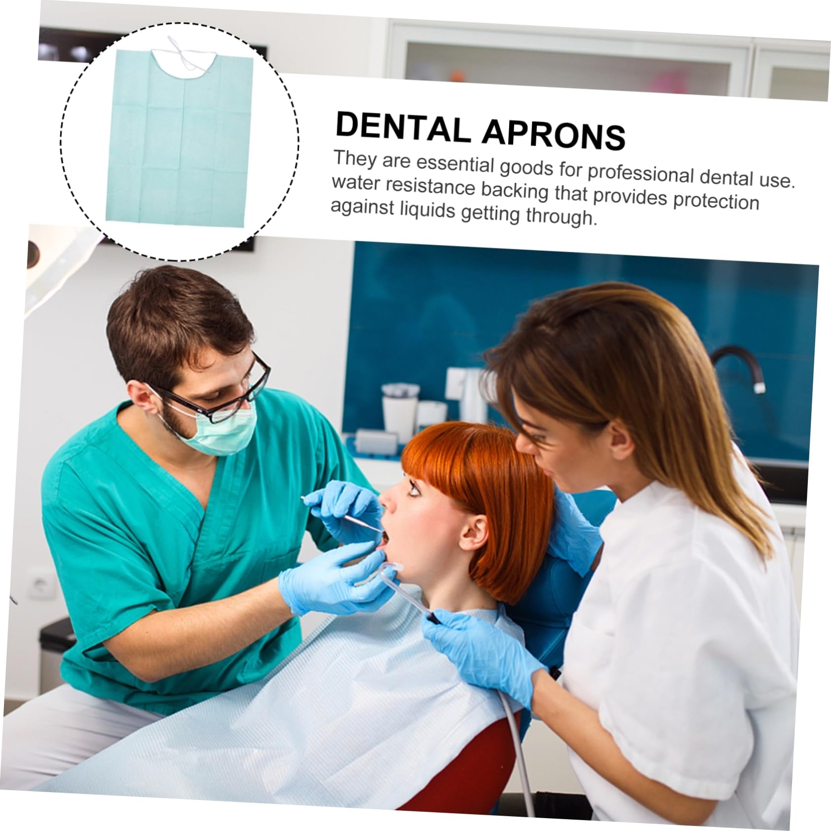 Bavoir Dentaire Jetable Protection L’imbibition et Absorption de Salive, Écharpe Buccale en Papier et Plastique pour Usage Dentaire, Lot de 30 Pièces
