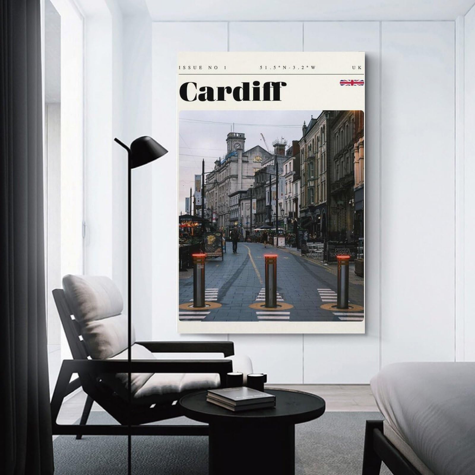 Junmoney Cardiff Wales Travel Art Wall Decor Canvas Print, 20x30inch(50x75cm), for Bedroom, Lounge Or Dressing Area, Decorative Wall Art for Cosy Rooms