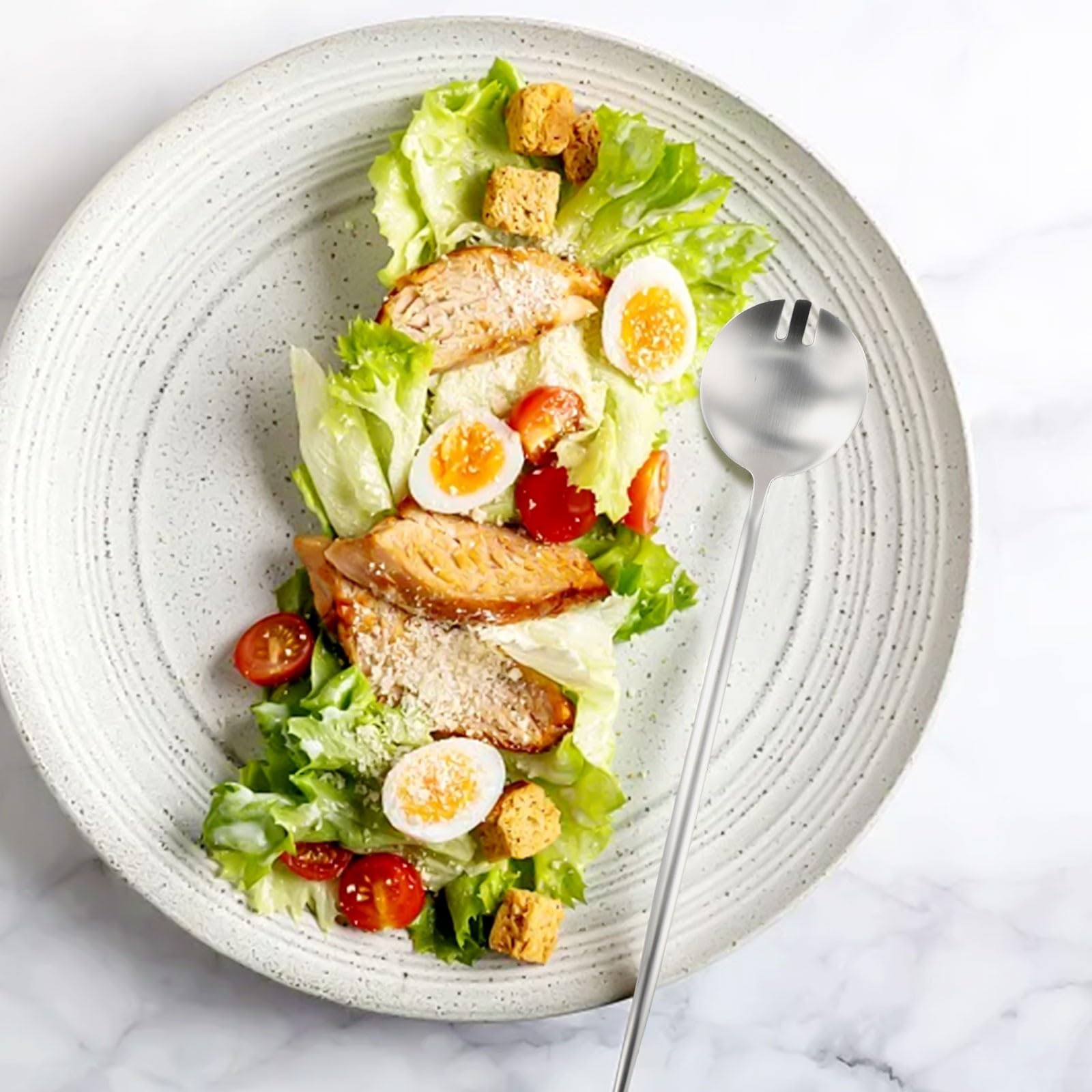 Servierbesteck Set mit 2 Salatgabeln mit langem Griff aus rostfreiem Edelstahl 304 zur Verwendung (Roségold)