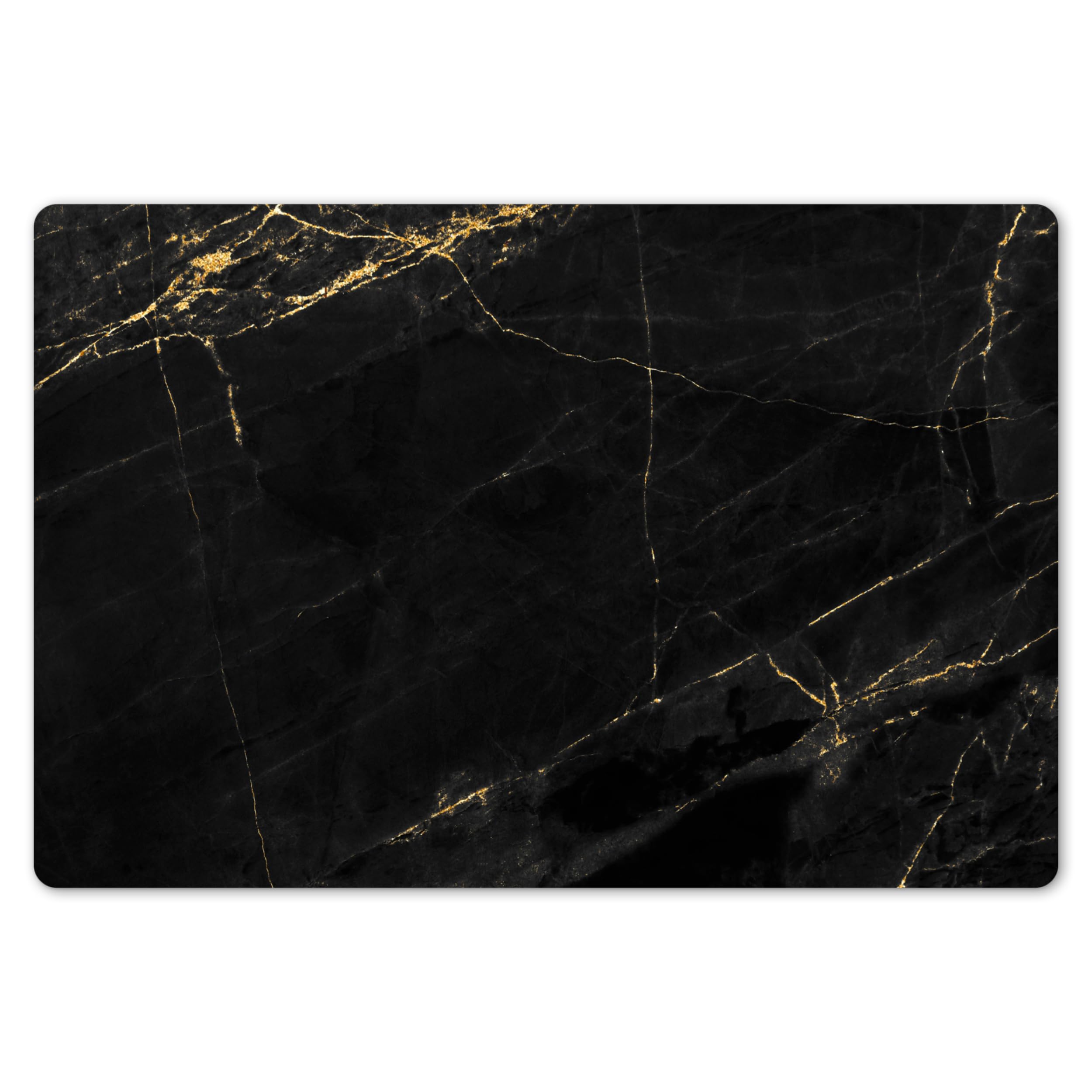 Placemats - 6 stuks - 45x30 cm - Marmer - Stenen - Lijn - Marmerlook - Zwart - Luxe