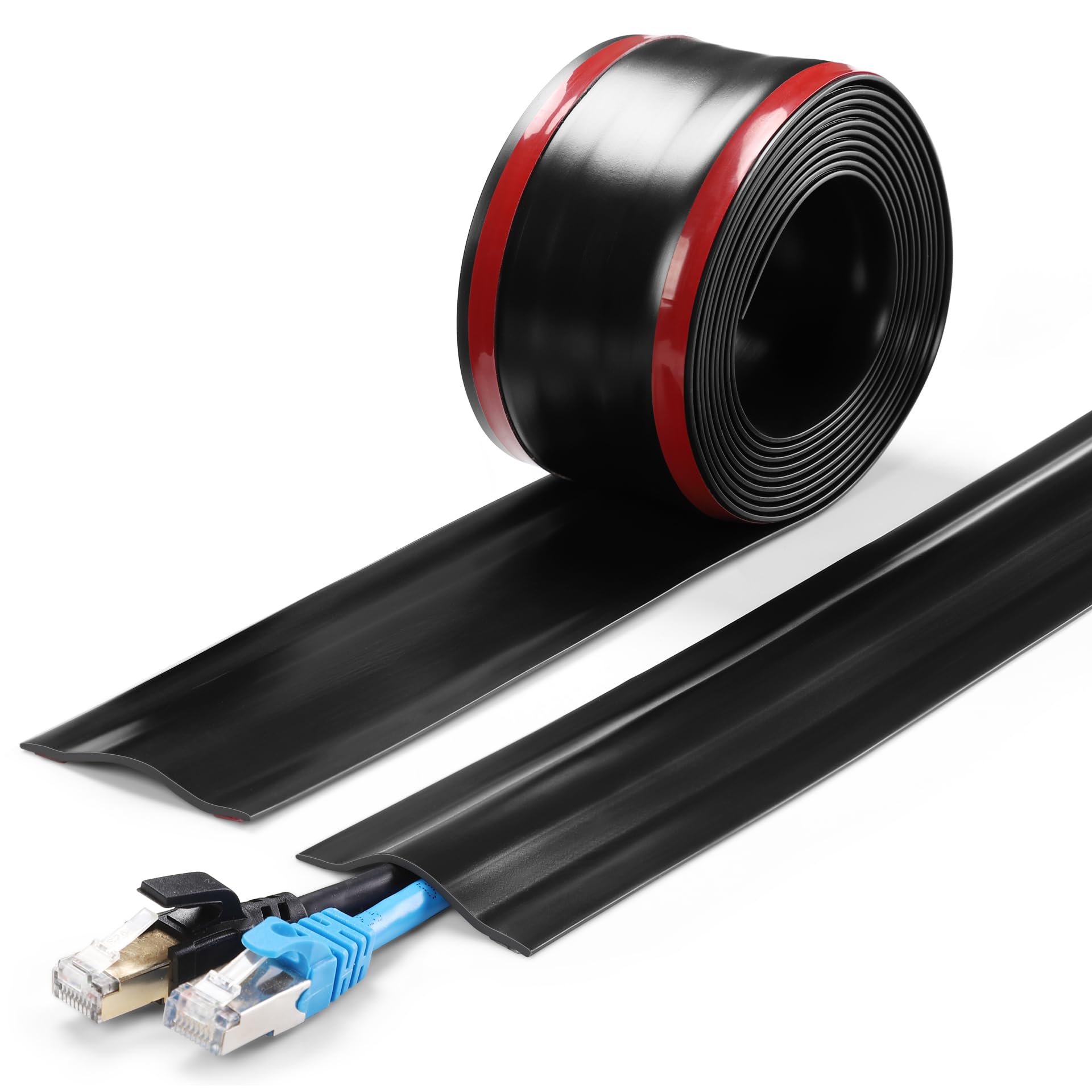ZhiYo 6ft Cord Cover for Wires on Floors or Walls, 2.2in Wide, Black