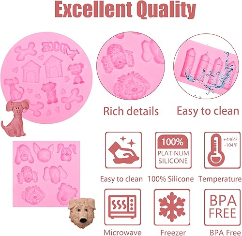 Miniatura 2 de Lindos moldes de fondant para cachorros pequeños, 3 piezas, molde de silicona con cara de hueso de casa, moldes de valla de piquete de jardín para