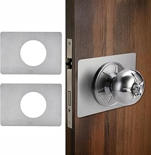 ドア補強プレート2点、ステンレススチールドアノブ/デッドボルト固定フィラーカバープレートドアロック固定プレートユニバーサルドアプレートカバードアロックの緩み防止(シルバー)