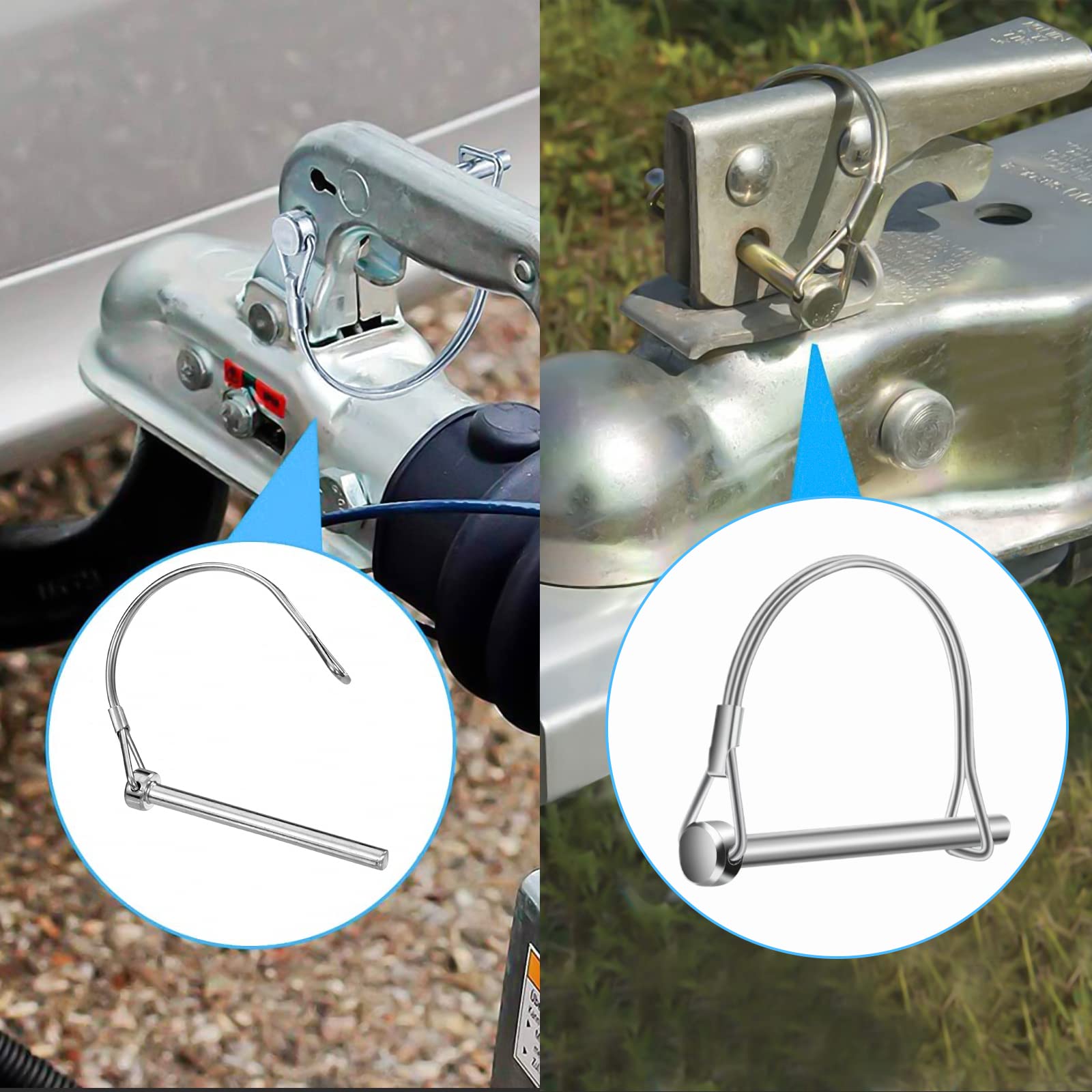 QIMEI-SHOP Perno di Bloccaggio dell'albero Perni di Bloccaggio a Filo Perno di Sicurezza in Acciaio al Carbonio per Farm Trailers Lawn Garden M6 x 70 mm 4 Pezzi