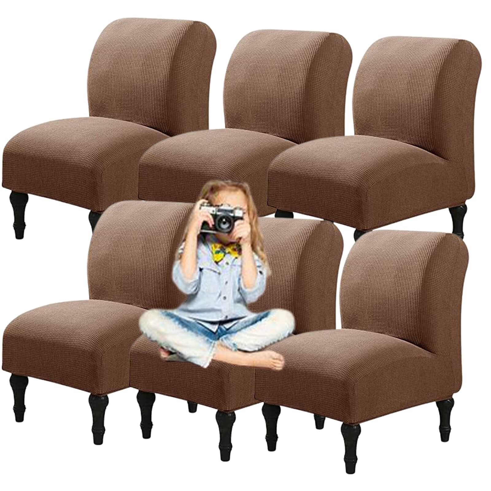 NMVAWIPT Armless Accent Chair Covers, Polyester+Spandex Stretch Slipcover, Removable Furniture Protector, For Home Hotel(8#,6pcs)
