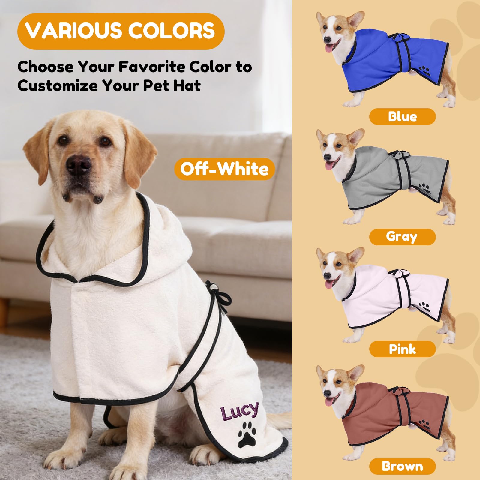 Personalizzazione Accappatoio Cane, Nomi Di Animali Domestici Ricamabili, Accappatoio Per Cani Adatto A Tutti I Cani E Gatti, Animale Domestico (Rosa)