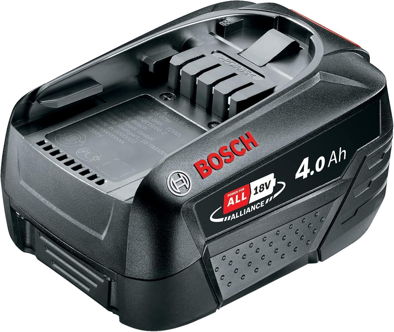 18V 4.0 Ah Power for All Alliance Bosch Battery Pack - Long-Lasting W-C Battery for All 18V Rapid Power Tools - Works with Other P4A Brands: Bosch, Gardena, Gloria, Wagner (5001519), Black