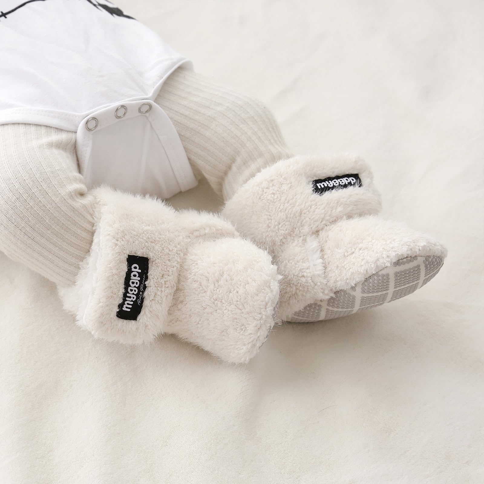 Kfnire Babyschuhe Winterschuhe Baby Stiefel Krabbelschuhe Weiche Sohle Warme Booties Neugeborenen Lauflernschuhe Kuschelige Fleece-Stiefel mit rutschfestem Boden Stiefel für Kleinkinder - 4