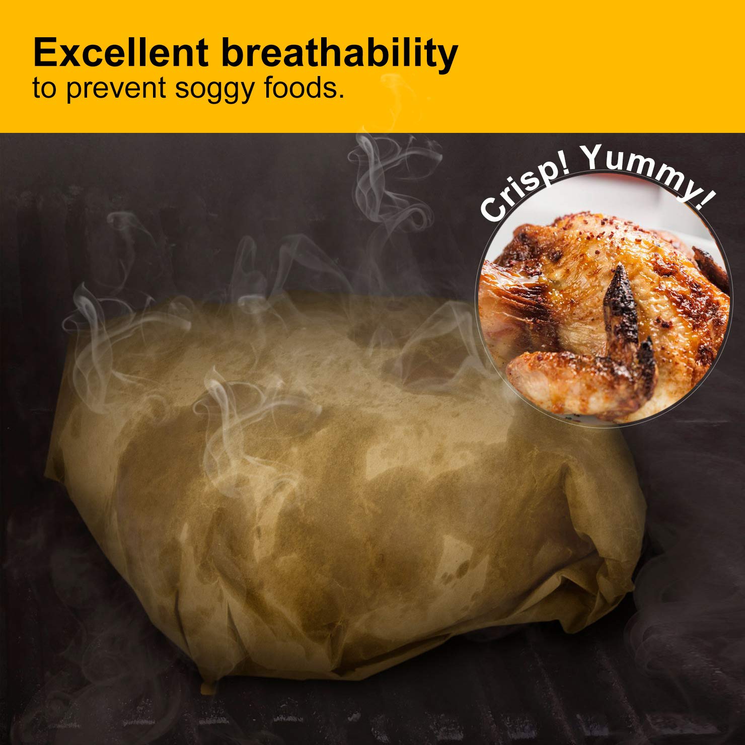 Happyroom Butcher Paper BBQ Kraftpapier 45cm x 52m BBQ Kraftpapier Cooking Paper für Kochen, Geräuchert, Gegrillt, Frittiert, Backwaren, Geschenkpapier für Lebensmittel FDA Approved (45cm*52m)