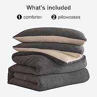 Vista 6 de 3D Jacquard Design Comforter Set, Ultra-Soft Warm Queen Size Sherpa Fur Plush 3-Pieces Sets Luxury Cozy Bedding with 2 Pillowcases (90"x90", Grey)