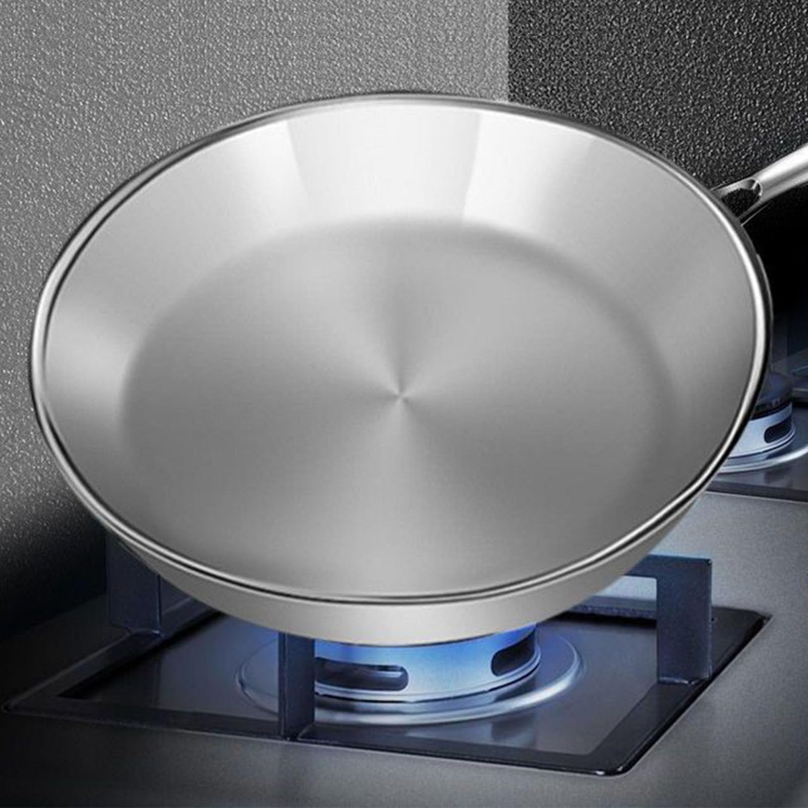 Nikou Sartén de acero inoxidable 316, revestimiento antiadherente, ideal para filetes, huevos, panqueques, cocina casera, 28 cm, resistente, color plateado