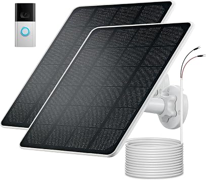 5W Solar Panel for Ring Doorbell, for Ring Video Doorbell 3/3+/4, Battery Video Doorbell Plus, 13.1Ft Charging Cable, Not for Ring doorbell 2 2Pack