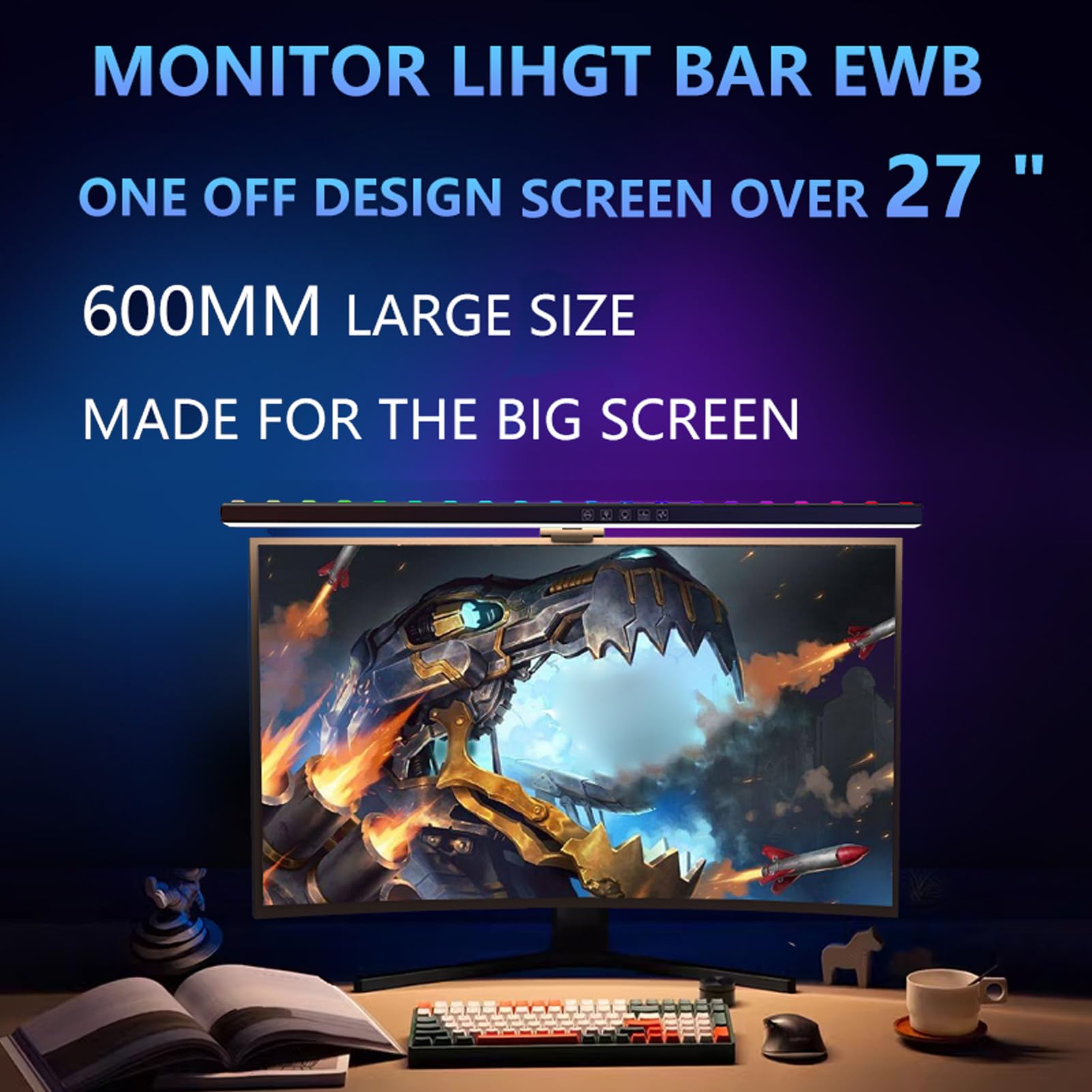 Barra Luminosa per Monitor, Lampada per Monitor per Computer RGB per la Cura degli Occhi, Touch Control 2 in 1 Lampada da Scrivania per Monitor a Doppia Luce Senza Abbagliamento
