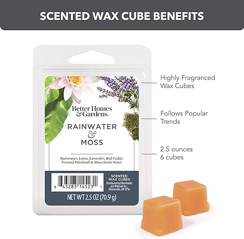 Miniatura 6 de Better Homes and Gardens - Cubos de cera perfumada de 2.5 onzas, paquete de 2 (agua de lluvia y musgo)