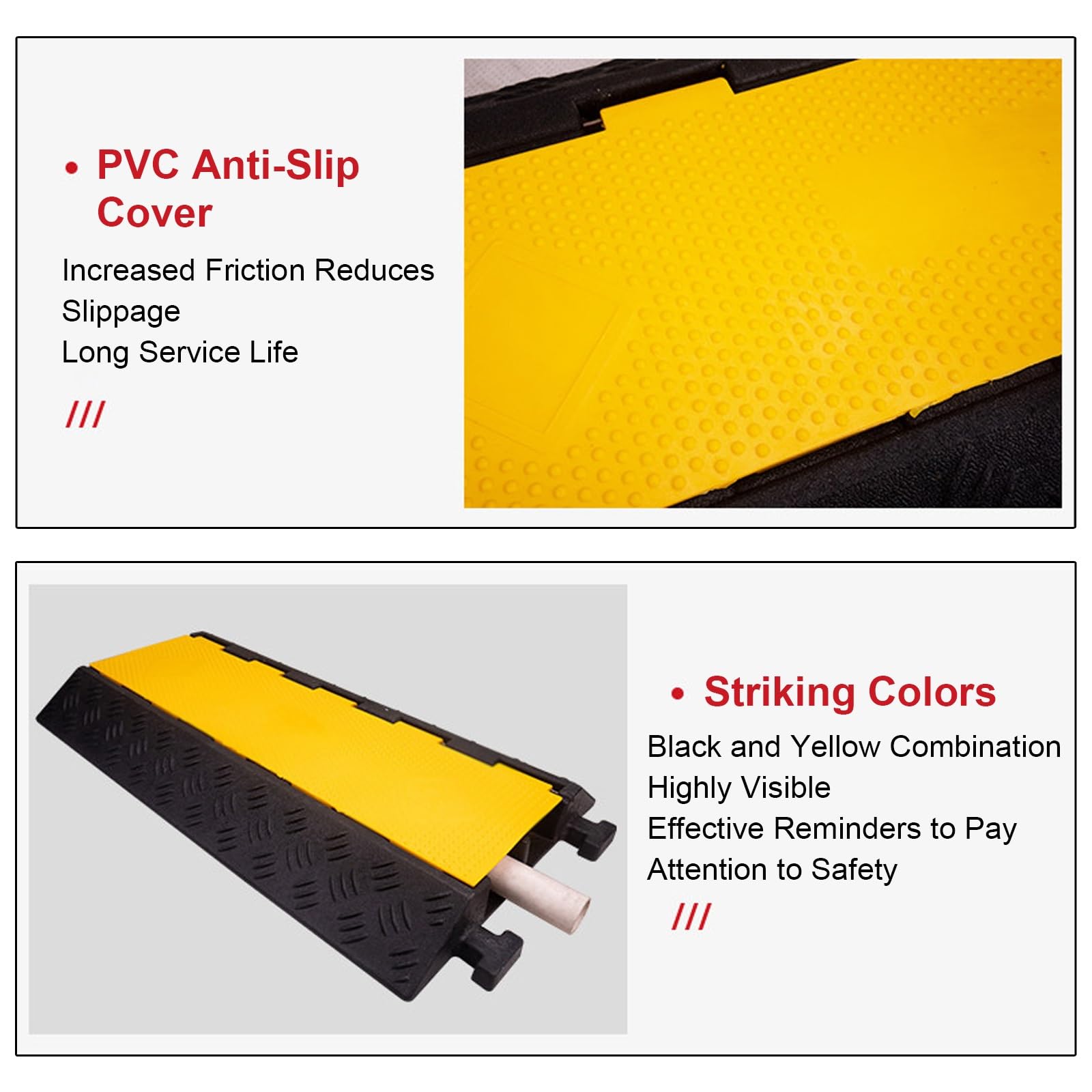 Canalina Passacavi Calpestabile, Passacavi Pavimento in Gomma e Plastica, Dossi Artificiali Modulari per Cavi con Coperchio Superiore Apribile, Capacità di Carico 500 Kg(100*58*12cm/39*23*5in)