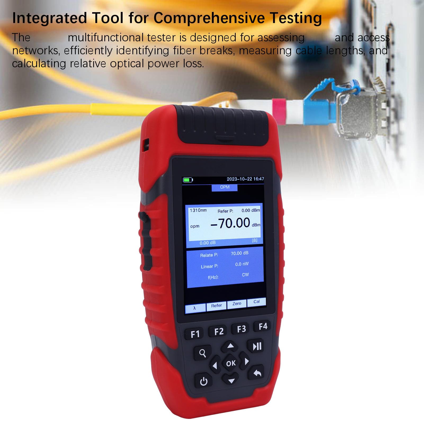 Tester OTDR, Tester Multifunzionale in Fibra Ottica con Lunghezze D'onda di 1310 Nm/1550 Nm, Intervallo di 64 Km, Touchscreen, Misuratore di Alimentazione, VFL, Tracciamento del