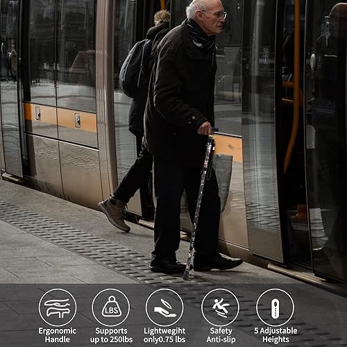 Miniatura 4 de Walking Cane ANCKNE Cane for Woman Lightweight, 5-Level Height Adjustable and Aluminum Folding Canes for Seniors Ergonomic Wheeled Handle Negro