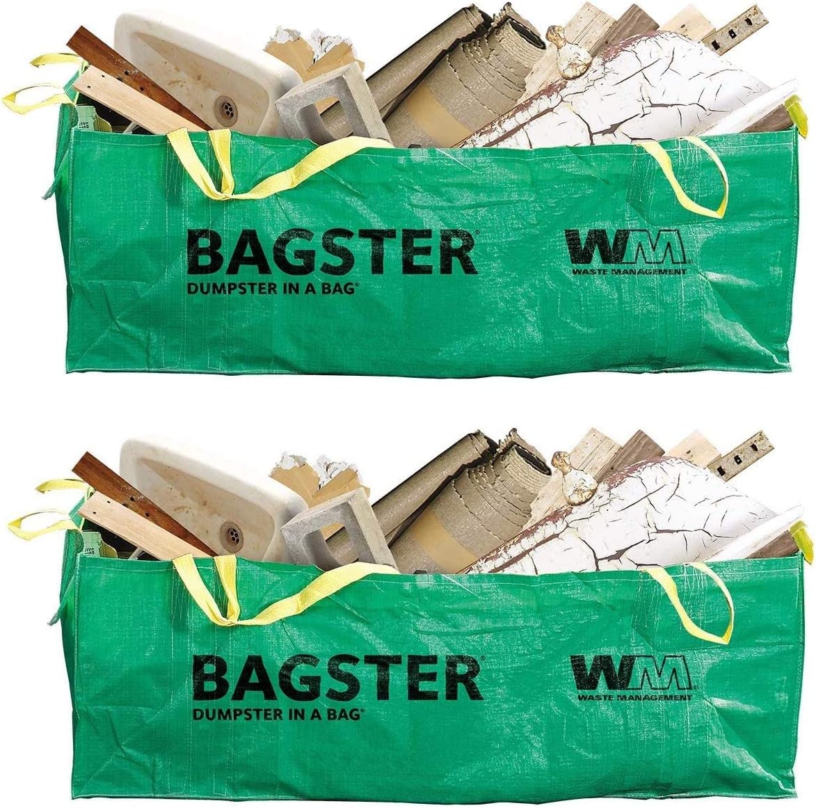 Bagster 3CUYD Dumpster in a Bag Holds up to 3,300 lb, Green(Pack of 2)