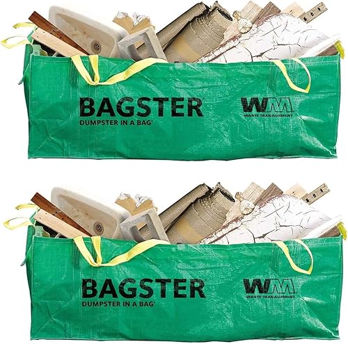 Bagster 3CUYD bolsa contenedora de basura con una capacidad de hasta 3.300 libras, verde (paquete de 2 unidades)