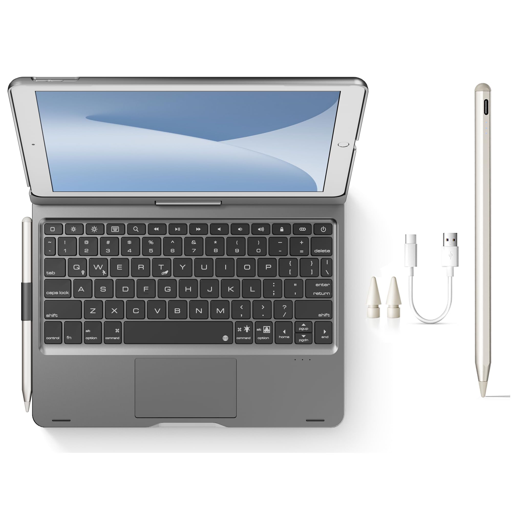 edaiser Stylus Pen + Swivel Keyboard Case for iPad (7th 8th 9th), iPad Air 3rd, iPad Pro 2nd Gen 10.5-inch