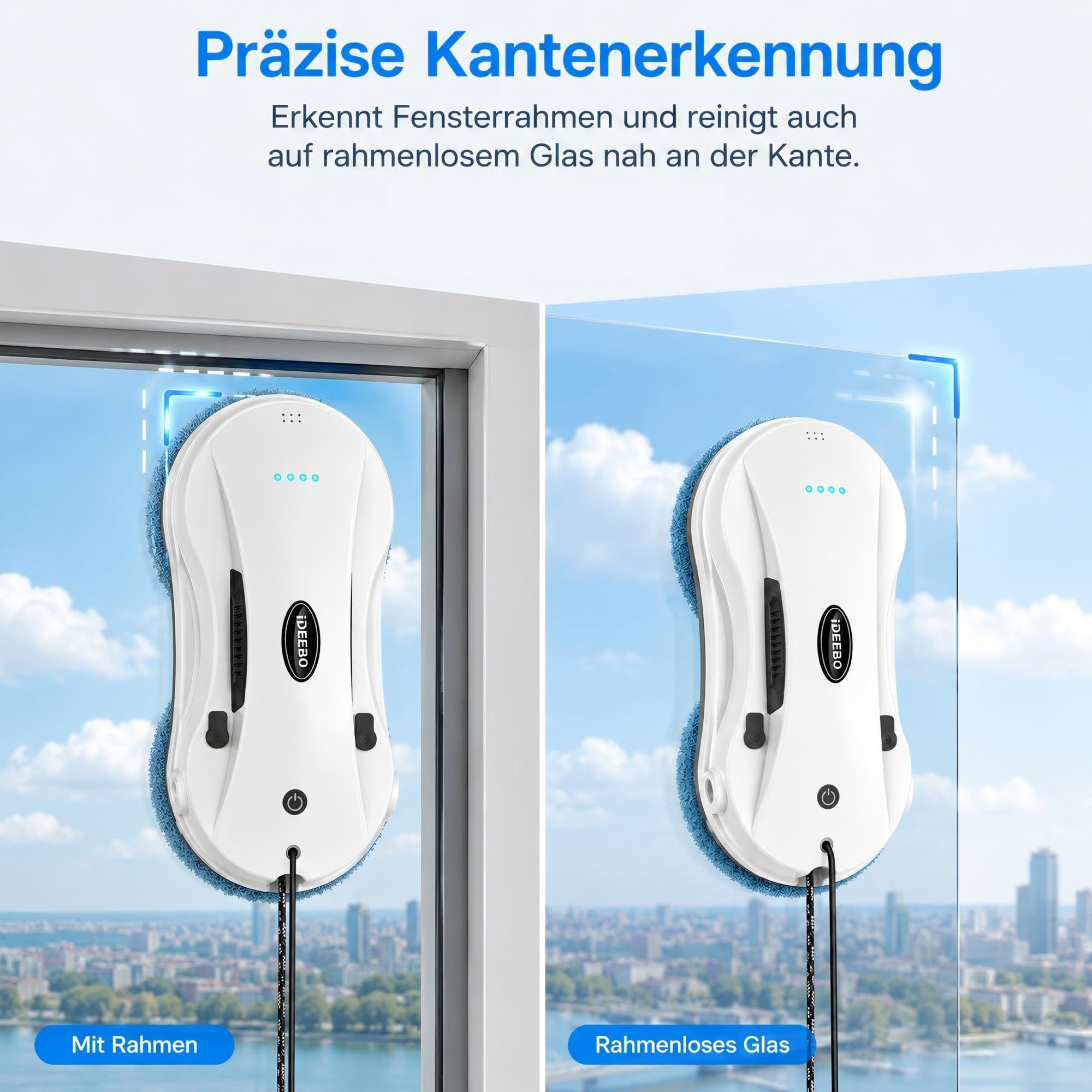Fensterputzroboter, Fensterroboter mit 2-Fach Sprühsystem, Automatischem Wegplanung, Mehrfachschutz, Fensterreiniger Roboter Elektrisch für Reinigung verschiedener Arten von Fenster