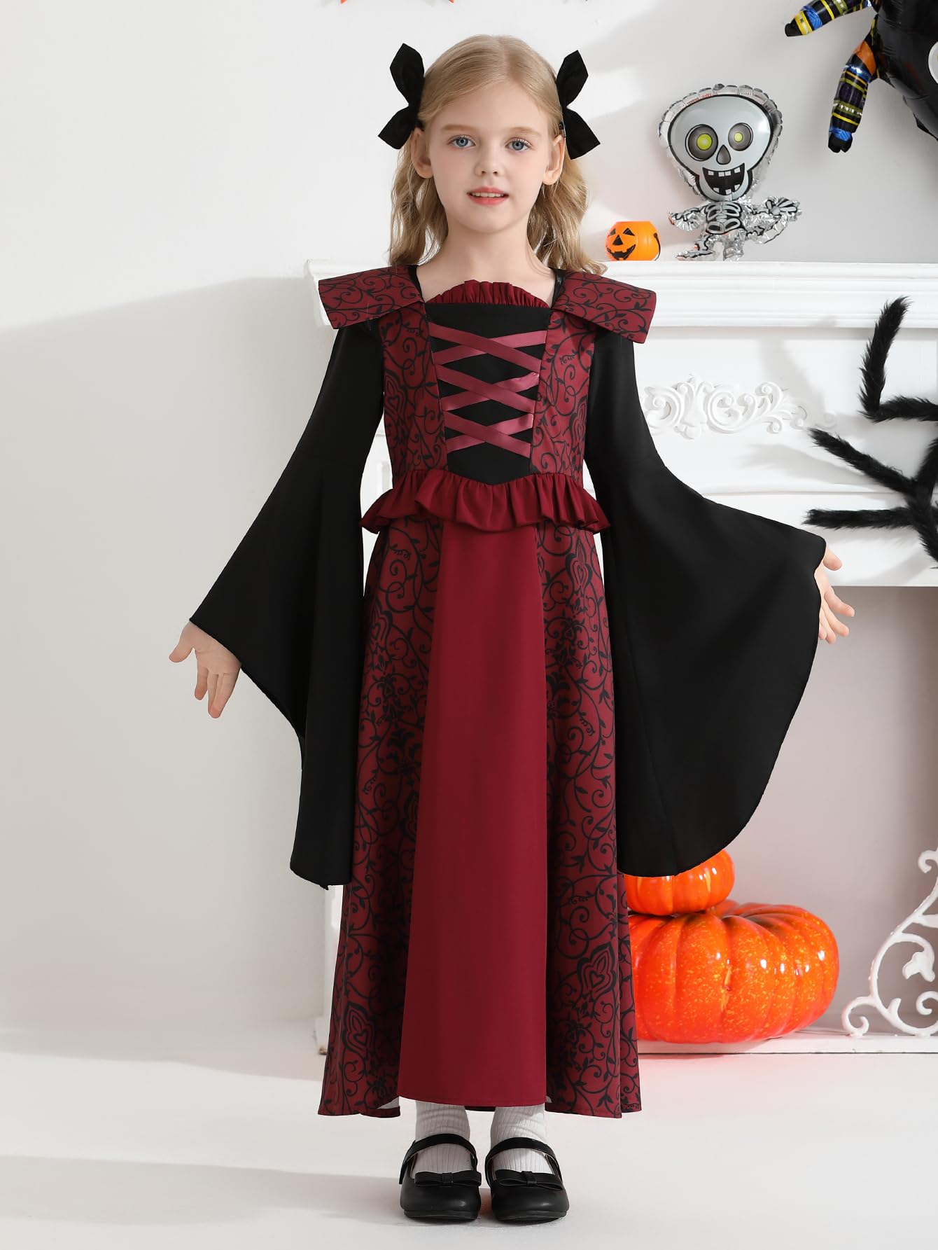 Abaowedding Costume da vampiro, per Halloween, Natale, compleanno, feste, costume gotico, carnevale, colore: rosso