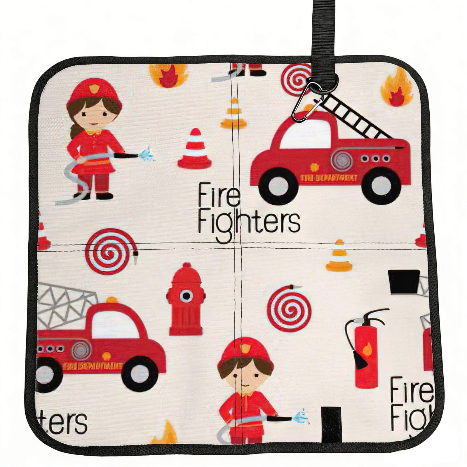 NImongt Little Boys And Girls In Firefighters Print Portable Chair Pad Foldable Seat Cushion Outdoor Seating Office Picnic Camping