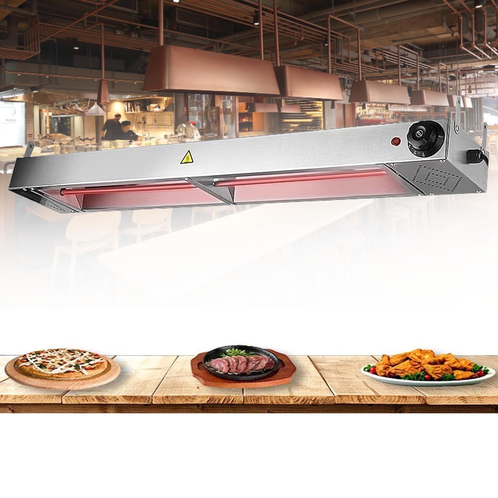 Lampada Riscaldante per Alimenti Sospesa, Lampada Riscaldante per Alimenti Commerciale, Tubo Riscaldante in Acciaio Inossidabile per Mantenere Il Cibo Caldo, Temperatura Regolabile 30-85 ℃,90cm