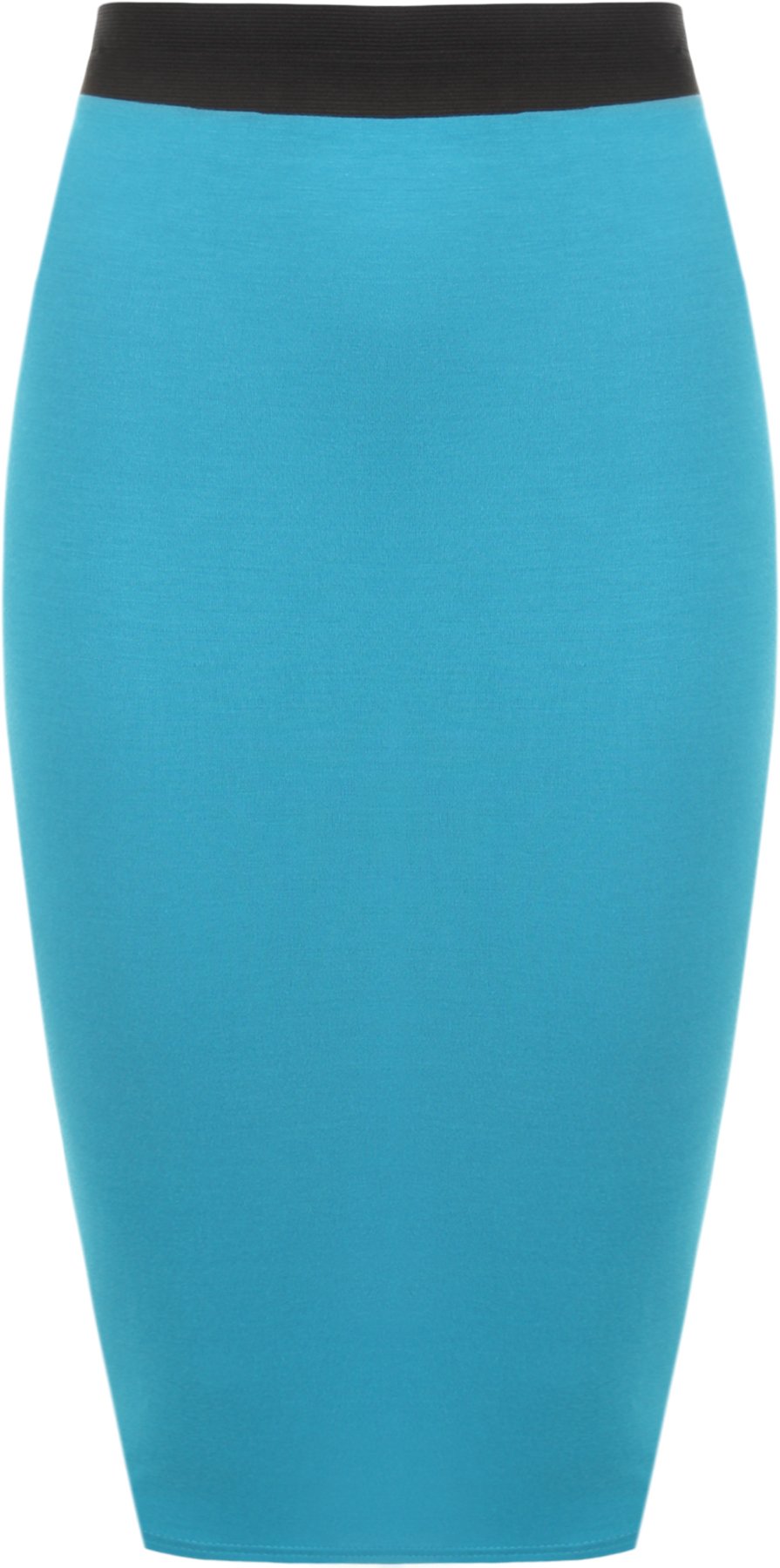 Wearall Women's Turquoise Plus Size Plain Bodycon Pencil Stretch Office Midi Skirt - 8-10