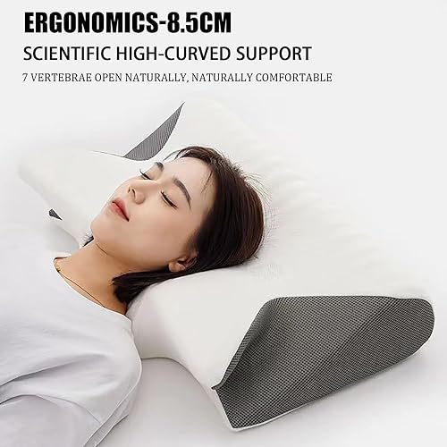 Miniatura 6 de GOWENIC Almohada cervical para el cuello, almohada ergonómica de contorno lateral para soporte de cuello, espuma viscoelástica, algodón de rebote