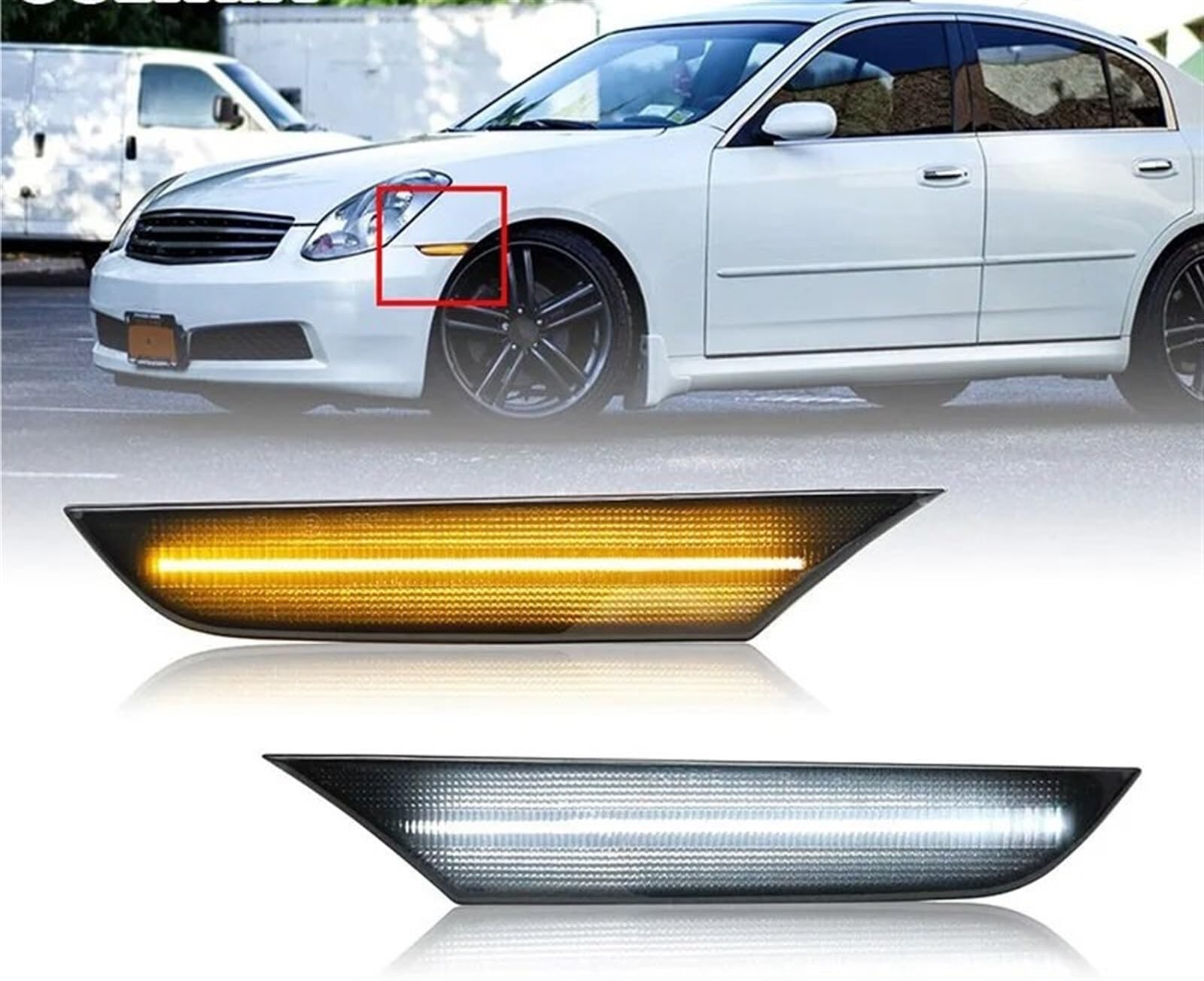 Retrovisor luces indicadora Para Infiniti G35 Sedan Base 2003-2006 luz LED de posición lateral coche 12V 5W parachoques delantero luz de señal de giro secuencial LED Lateral Dinamicos