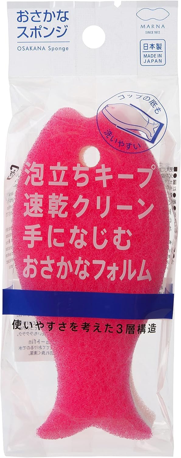 マーナ (marna) おさかなスポンジ 5個セット (ディープピンク) R450DP