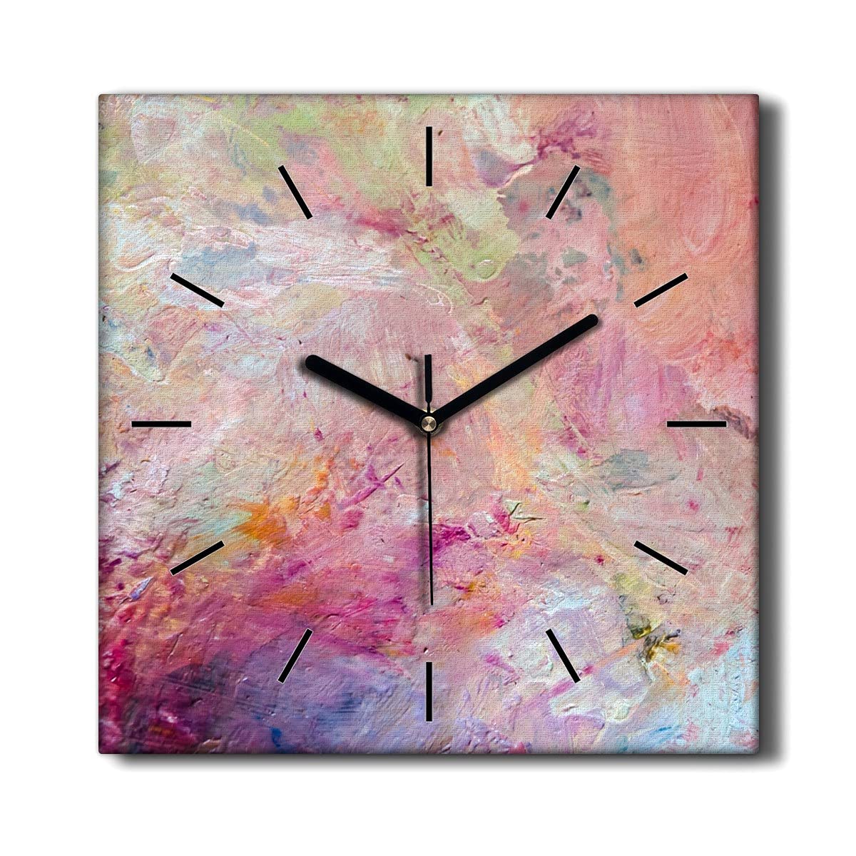 Horloge Murale Toile 30x30cm Pastel Décoration Murale de Salon Premium