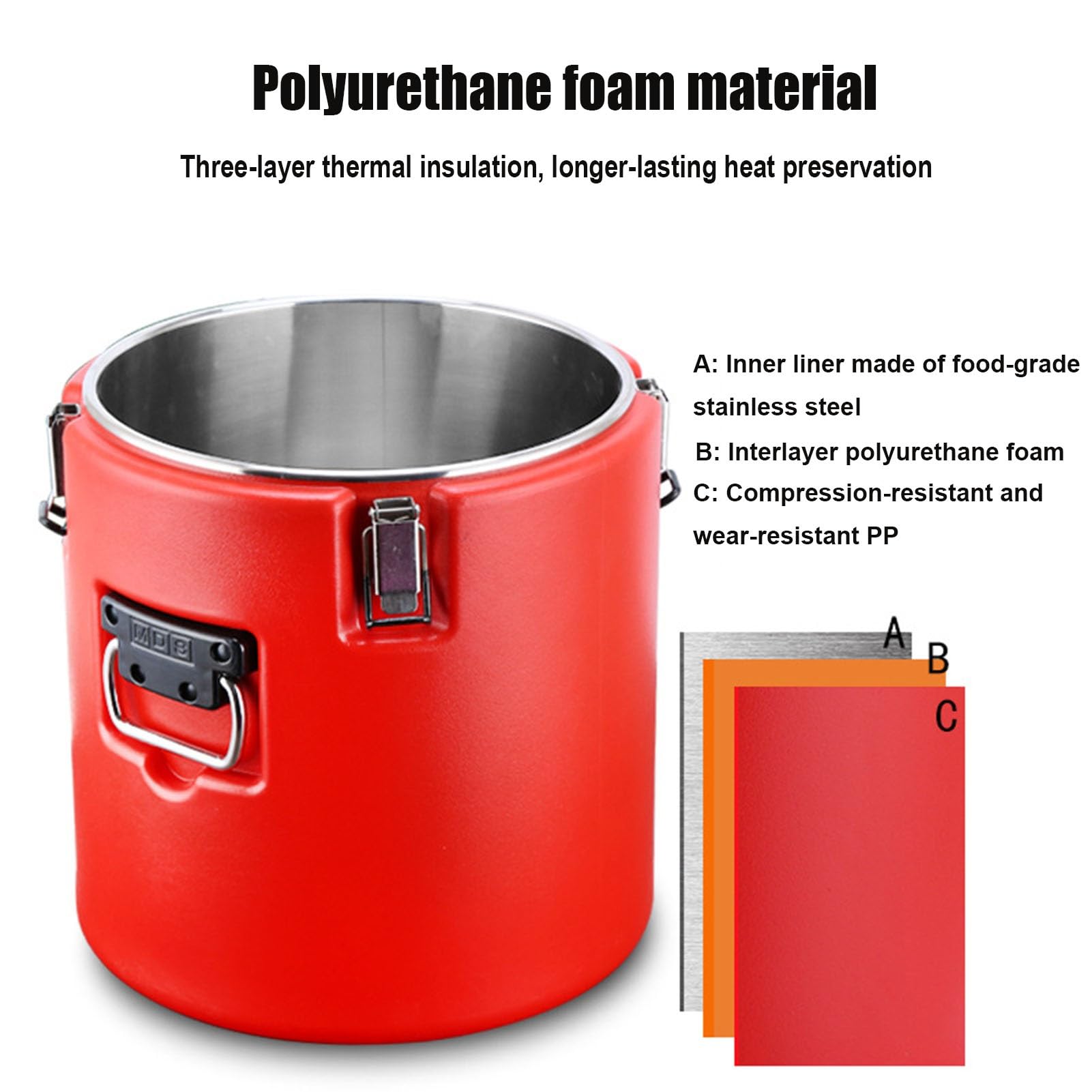 Contenitore termico per alimenti, in acciaio inox, portatile, per conservare cibi caldi e freddi, ideale per ristoranti, mense, uso domestico, capacità 20 l
