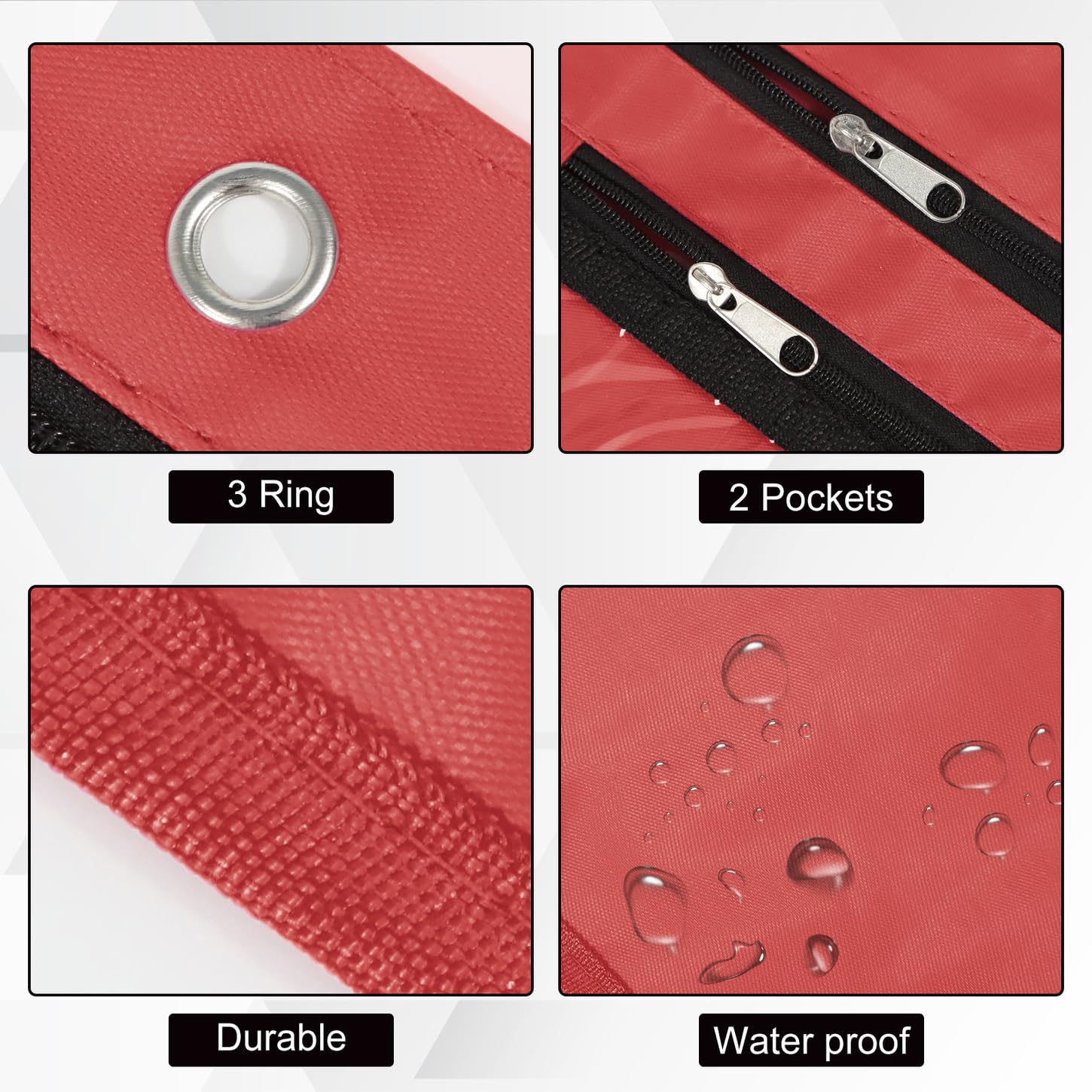 YoeeJob Estuche expandible de 1 pulgada para carpeta de 3 anillos, paquete de 2 bolsas de lápices de gran capacidad con cremallera, estuche transparente de tres anillos, adecuado para la escuela y la