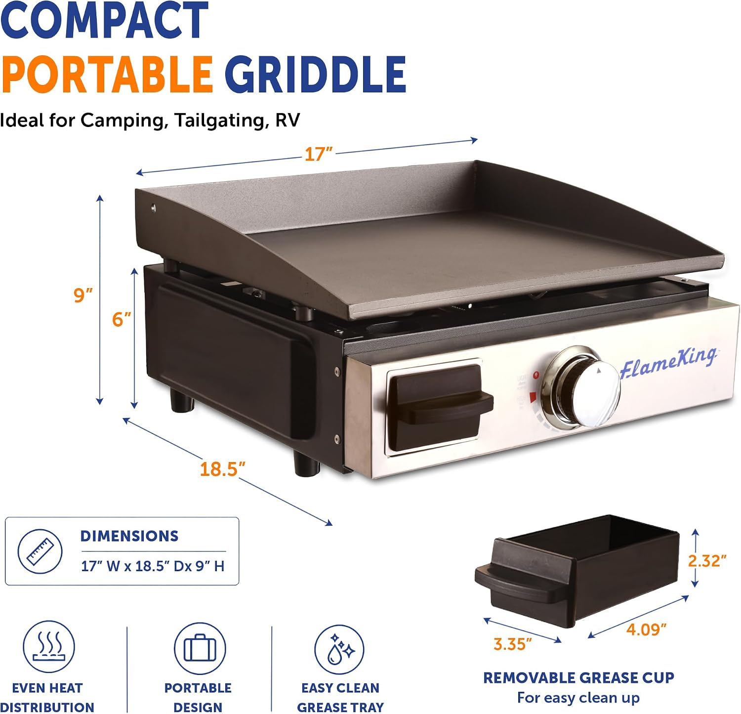 Flame King Compact Portable Griddle