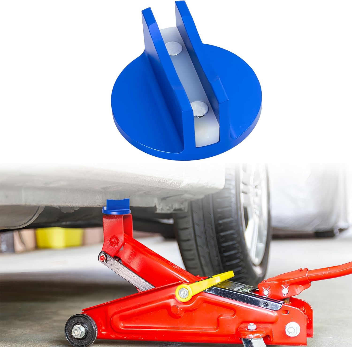 Aluminum Magnetic Jack Pad, 0.47 '' Slotted Jack Pinch Weld Adapter for Car, Universal Car Accessories for Most Automotive Repair (Blue)