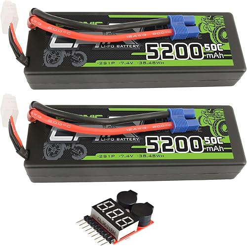 OVONIC Lipo Batería 5200mAh 50C 7.4V 2S RC Batería con conector EC3 para RC Plane DJI Quadcopter RC Avión RC Helicóptero RC Coche Camión Barco 2
