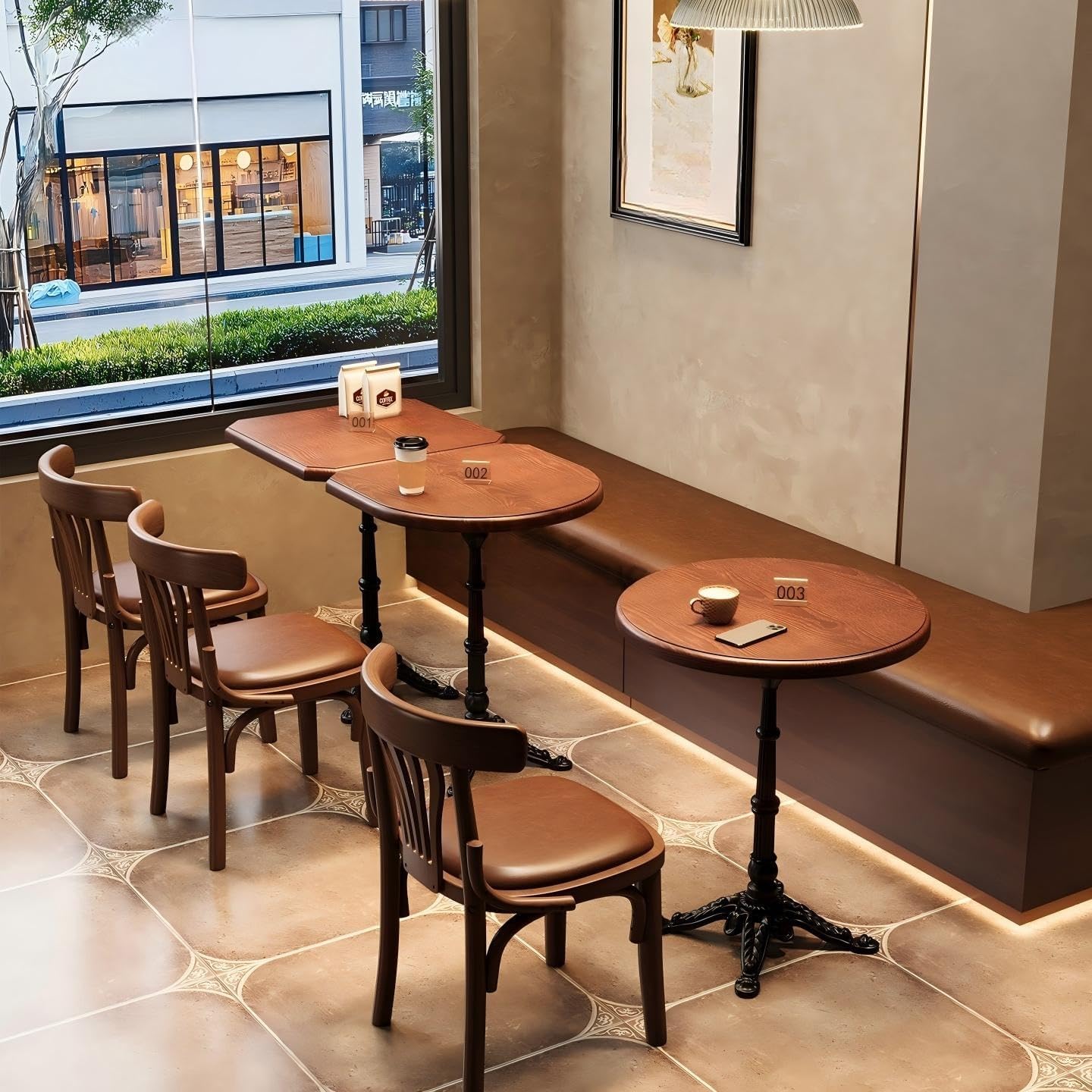 Versatile Solid Wood Pedestal Tables, Round, Square Semi-Circle Shapes for Commercial Use in Hotel Lobby, Break Room and Cafe(G,70cm x 70cm)