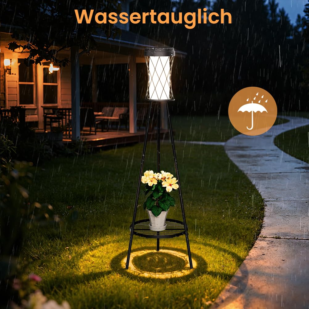 OUSFOT Solarlampen für Außen USB Ständer Wasserdicht Gartenlampen Solar Drei Farbtemperatureinstellungen
