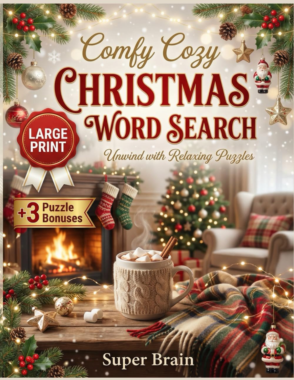 Comfy Cozy Christmas Word Search: Large Print Christmas Themed Word Search Puzzles for Adults and Seniors to Relax and Enjoy Cozy Holiday Moments