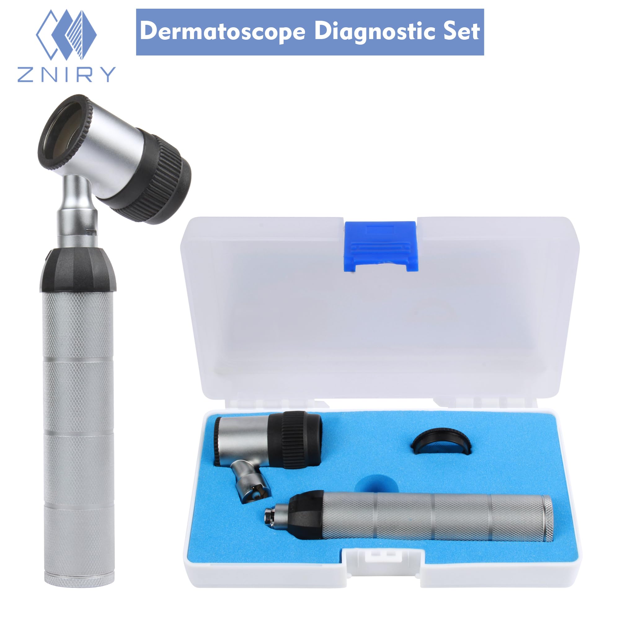 ZNIRY DERMATOSCOPE Dermatology Skin Diagnostic Black & Silver Dermal Instruments Best Quality DERMATOSCOPE Set.10x Magnification