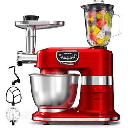 6-in-1 8.5Qt Stand Mixer With Attachments - Meat Grinder, Blender, Pasta Maker, Slicer - 660W, 10 Speeds