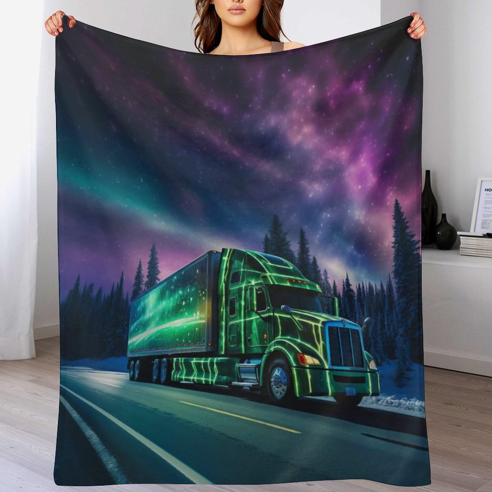 Couverture camion en flanelle douce de 100x130 cm pour lit et canapé