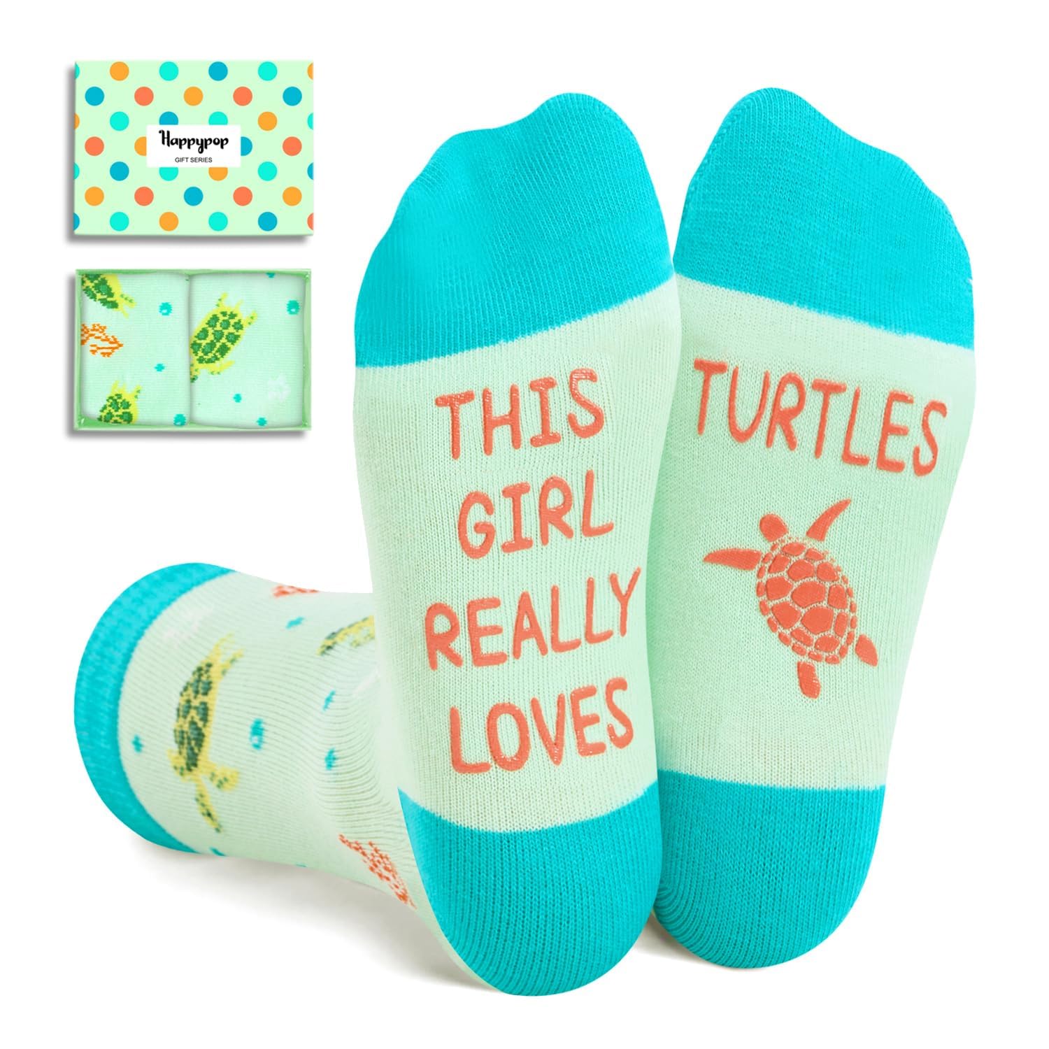 HAPPYPOP Turtle Tortoise Gifts for Teen Girls - Ocean Animal Lover Gifts for Adult, Turtle Socks Kids 4-18 Years