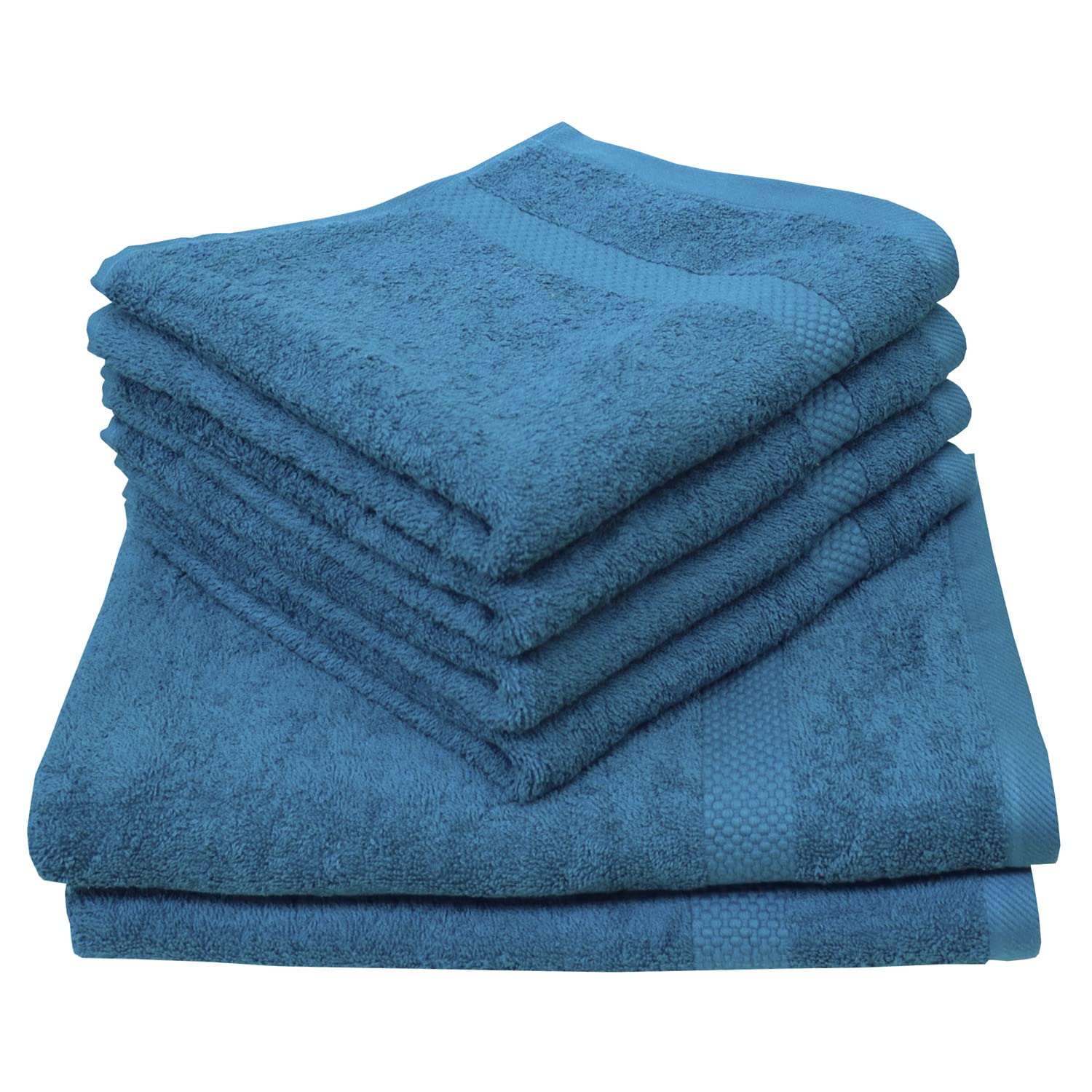 Serviettes éponge 50x100 et 70x140 cm Dyckhoff : parure bain coton bleu pétrole